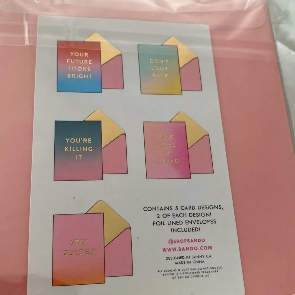 NEW SEALED 10 PACK BAN.DŌ GOOD VIBES GREETING CARD SET